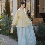 “紫罗兰之春”明制汉服：天丝交领衫与百迭裙