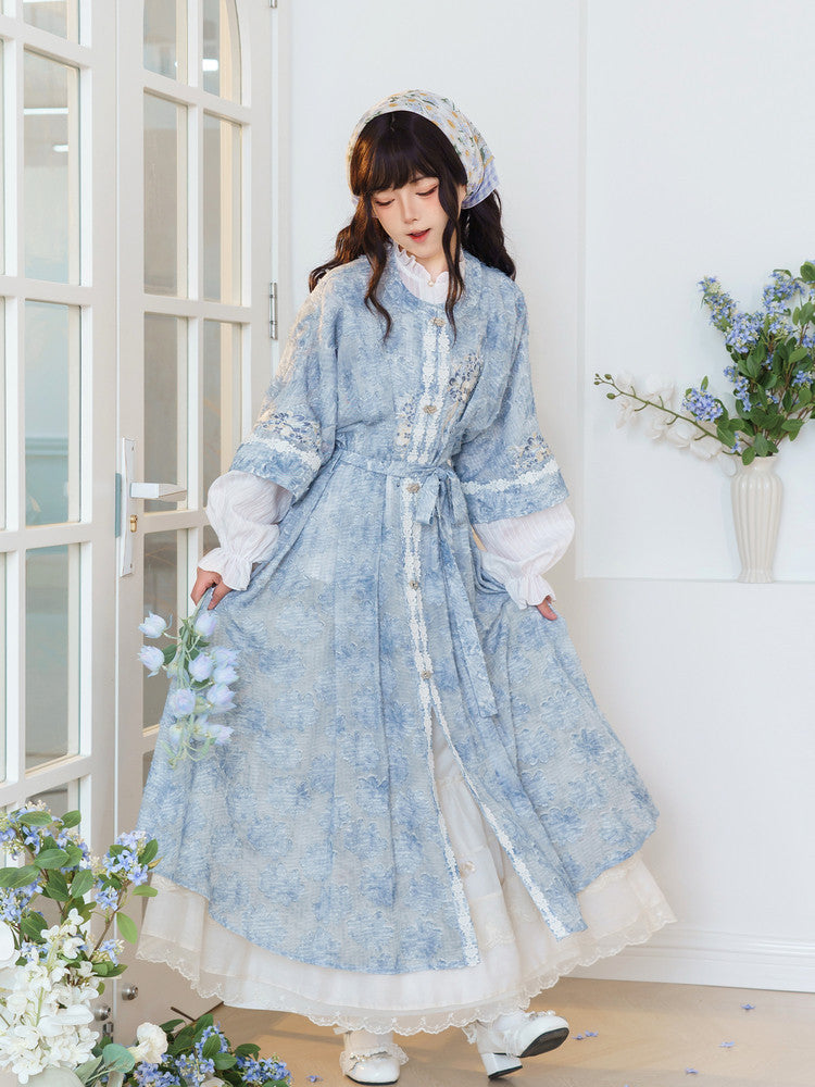 凤信团团明制汉服 - 渐变蓝色刺绣长裙