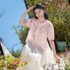 “百合糖果”汉服套装：绣花白色蛋糕裙