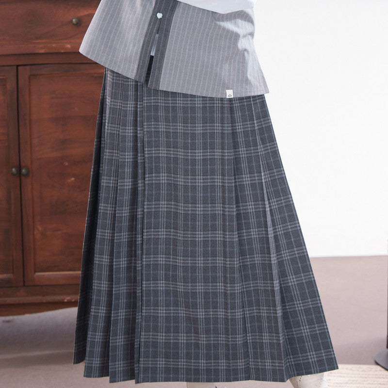 "Flower Island" Preppy Hanfu Set: Vest, Shirt & Mamian Skirt