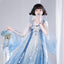 [Official] Balala the Fairies x Meiqi: Modern Hanfu Ruqun Dress Set - Blue Empire Waist Outfit - Neo-Chinese Daily Wear