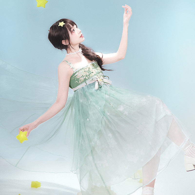 [Official] Balala the Fairies x Twin Stars Beibei: Fairy Hanfu Cami Dress Set - Neo-Chinese Summer Outfit