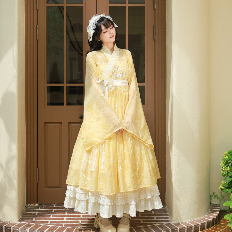 "Enamel" Ming Hanfu Set: Tencel Embroidered Tielie & Overlay