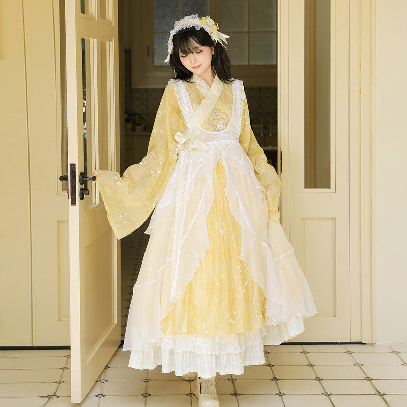 "Enamel" Ming Hanfu Set: Tencel Embroidered Tielie & Overlay