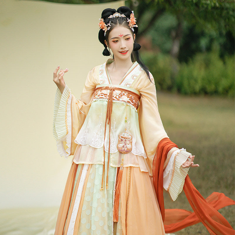 [碧桃天] 十二花神：石榴晋制汉服 - 女士改良花神套装