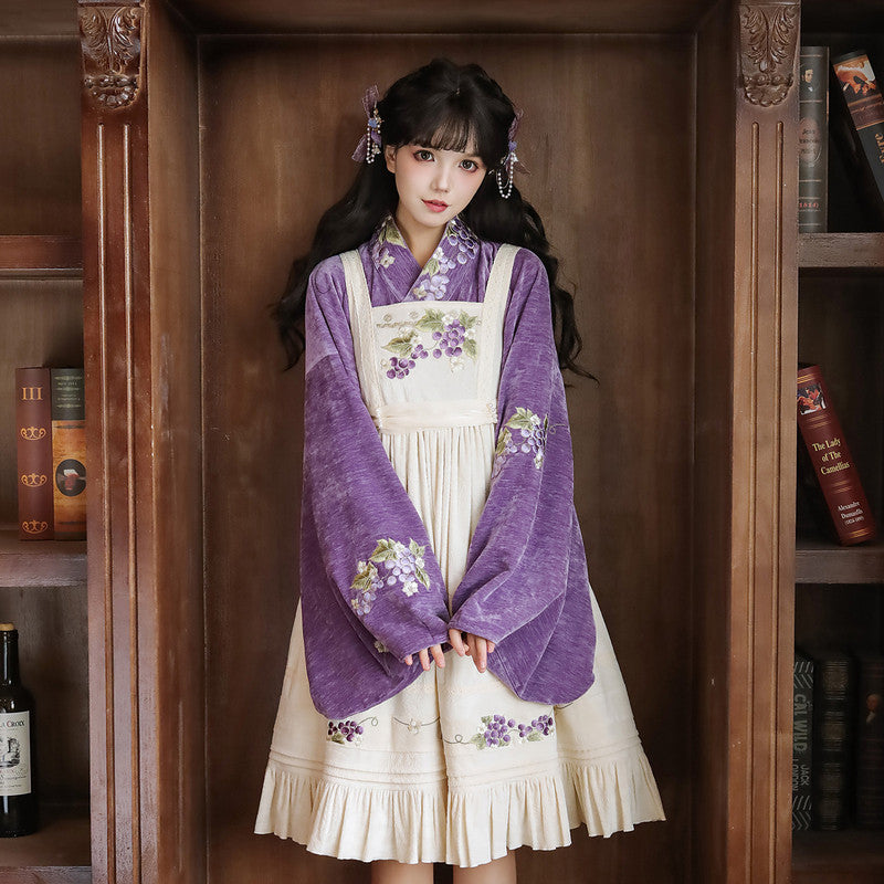 “葡萄”明制汉服：雪尼尔交领襦裙及套衫套装