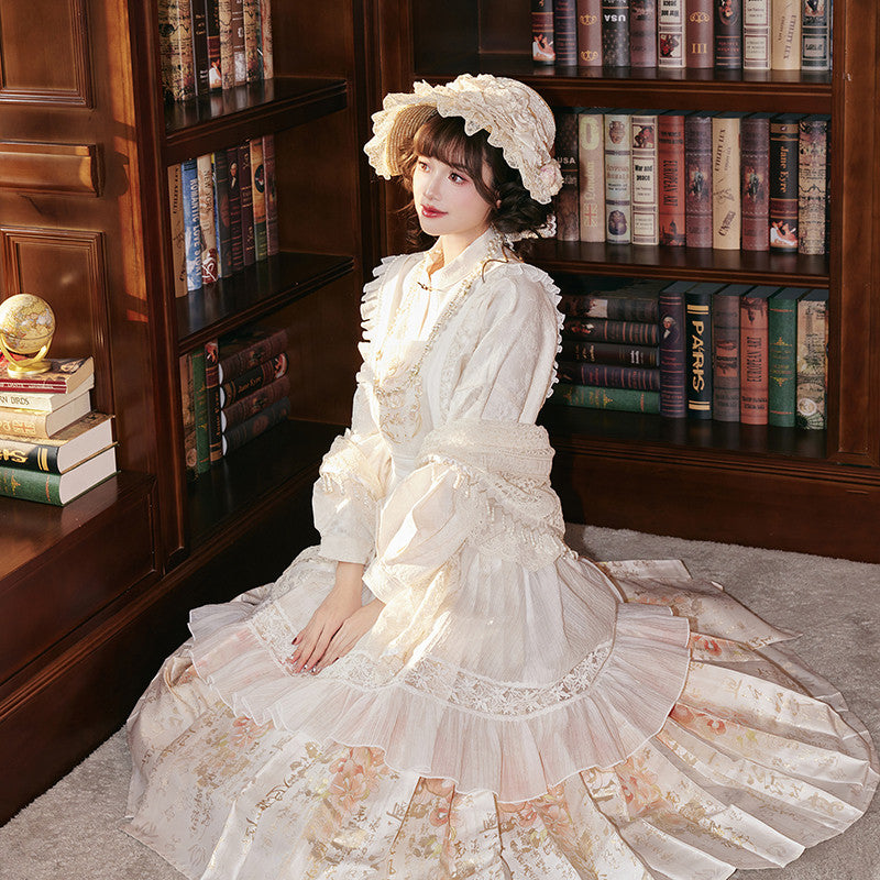 Original Rabbit & Butterfly Hanfu Set: Mamian Skirt & Overlay