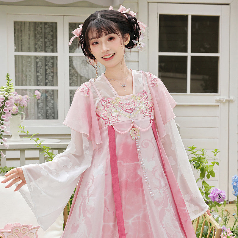 [官方] 巴啦啦小魔仙 x 美雪：现代汉服襦裙套装 - 粉色齐腰襦裙 & 上襦 - 新中式日常穿搭