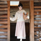 Si Die Pink Plaid Skirt Set - Modern Chinese Style Hoodie & Skirt Outfit - Aesthetic Winter Hanfu