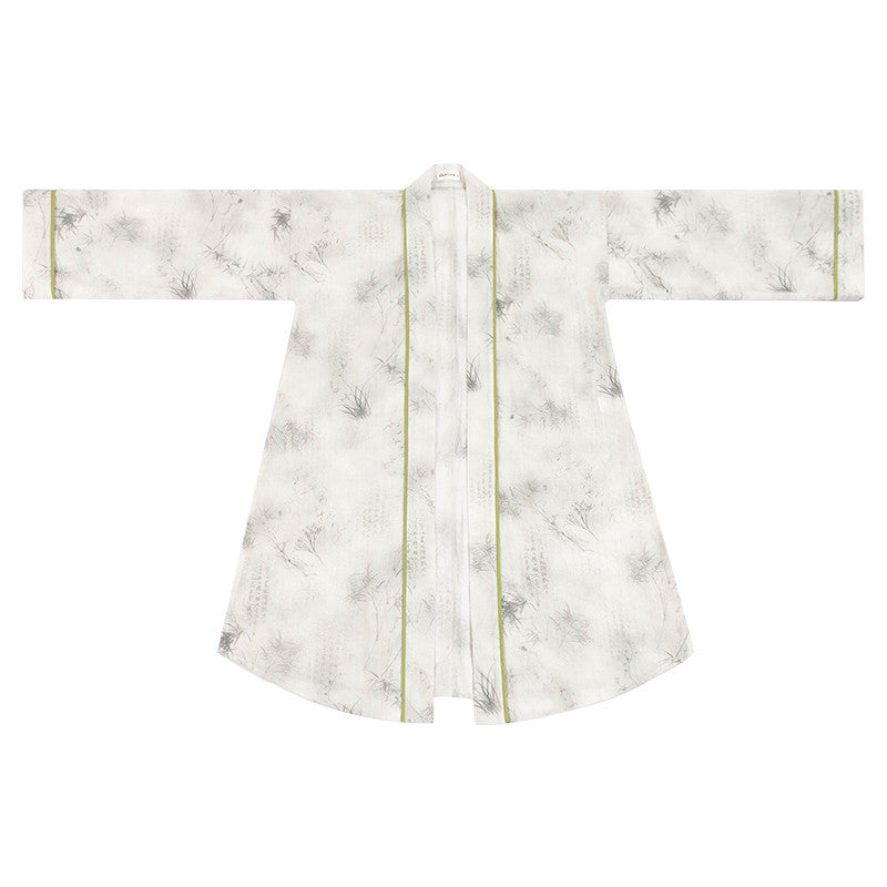 现代汉服宋制套装：水墨印花长开衫 & 百褶半身长裙 - “山水画”系列