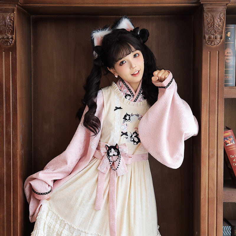 Nai Niu Xiao Mao Ming Dynasty Hanfu - Embroidered Mamian Skirt & Top Set - Modern Chinese Style
