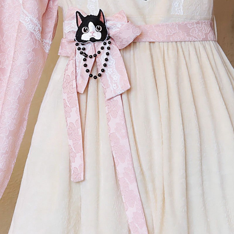 Nai Niu Xiao Mao Ming Dynasty Hanfu - Embroidered Mamian Skirt & Top Set - Modern Chinese Style