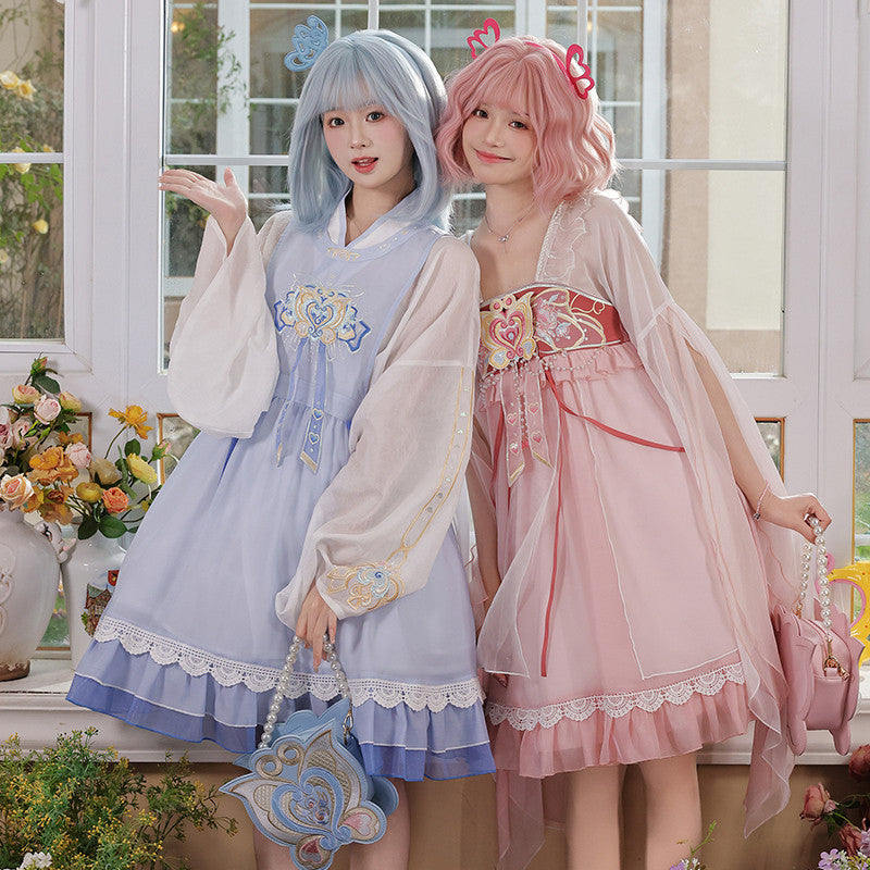 [Official] Balala the Fairies x Meiqi: Blue Modern Hanfu Set - Neo-Chinese Daily Wear Outfit
