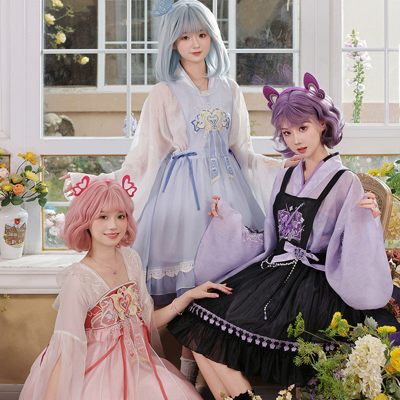 [Official] Balala the Fairies x Meiqi: Blue Modern Hanfu Set - Neo-Chinese Daily Wear Outfit