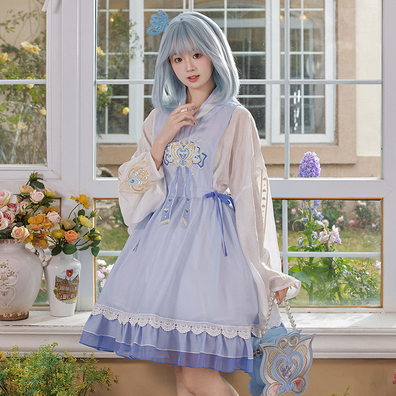 [Official] Balala the Fairies x Meiqi: Blue Modern Hanfu Set - Neo-Chinese Daily Wear Outfit