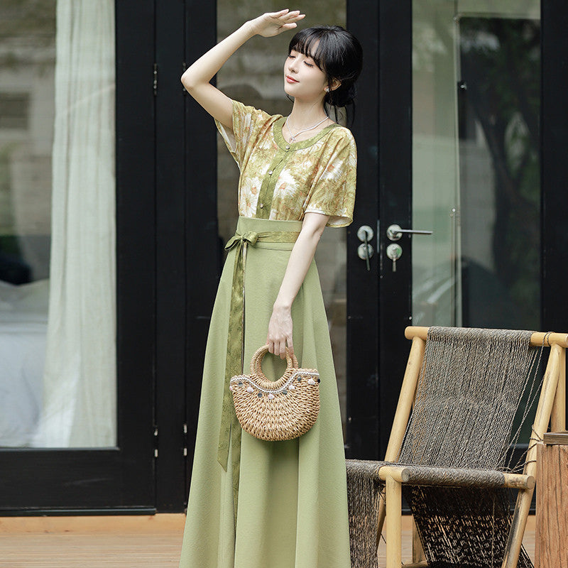 [画作] 摩登汉服套装 - 檀菱衫与破裙 - 新中式日常夏装