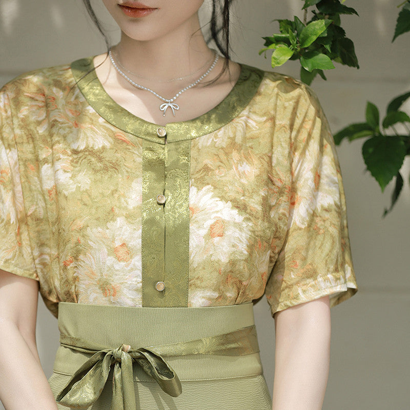 [画作] 摩登汉服套装 - 檀菱衫与破裙 - 新中式日常夏装