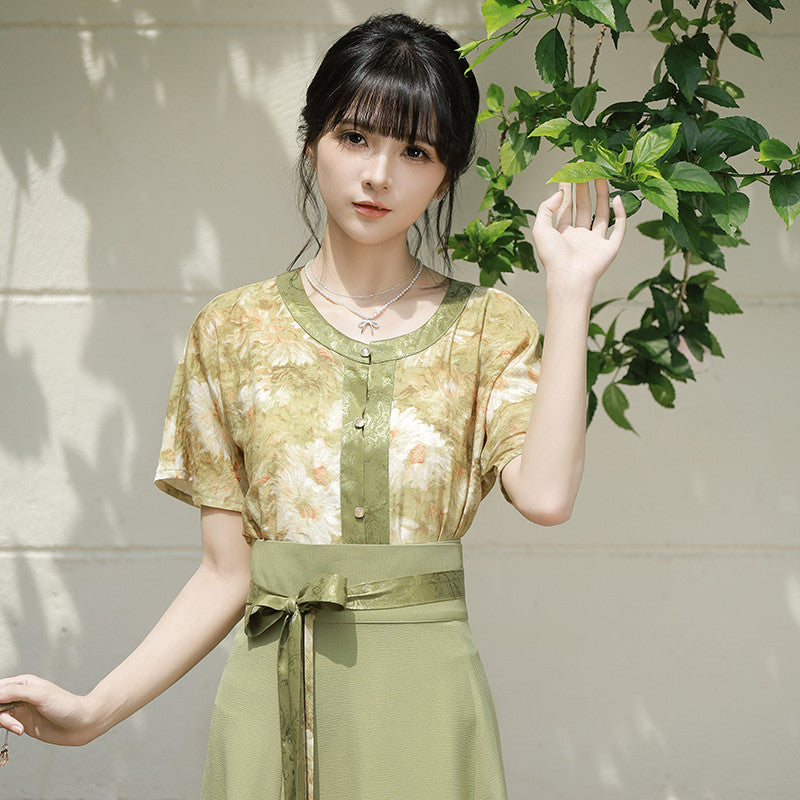 [画作] 摩登汉服套装 - 檀菱衫与破裙 - 新中式日常夏装