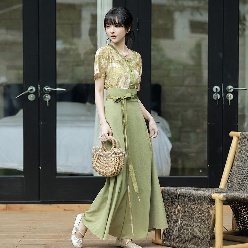 [画作] 摩登汉服套装 - 檀菱衫与破裙 - 新中式日常夏装