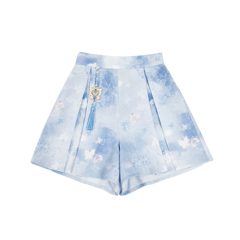 [Official] Balala the Fairies x Meiqi: Modern Hanfu Shorts Set - Star Dream Meiqi Daily Wear - Neo-Chinese Summer Outfit