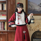 惜茜念红色改良汉服裙 - 刺绣比甲两件套 - 新年服装