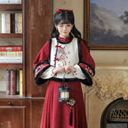 惜茜念红色改良汉服裙 - 刺绣比甲两件套 - 新年服装