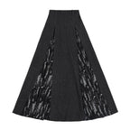 "Wu Xun Song" Modern Hanfu: Tanling Top & Pleated Skirt with Black Denim Set