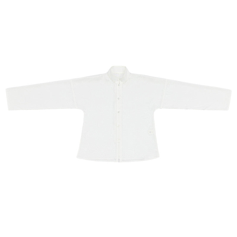 "Wu Xun Song" Modern Hanfu: Tanling Top & Pleated Skirt with Black Denim Set