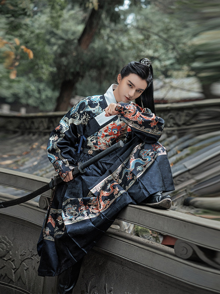 Authentic Ming Dynasty Hanfu: Unisex Woven Gold Flying Fish Suit (Yesa Robe)