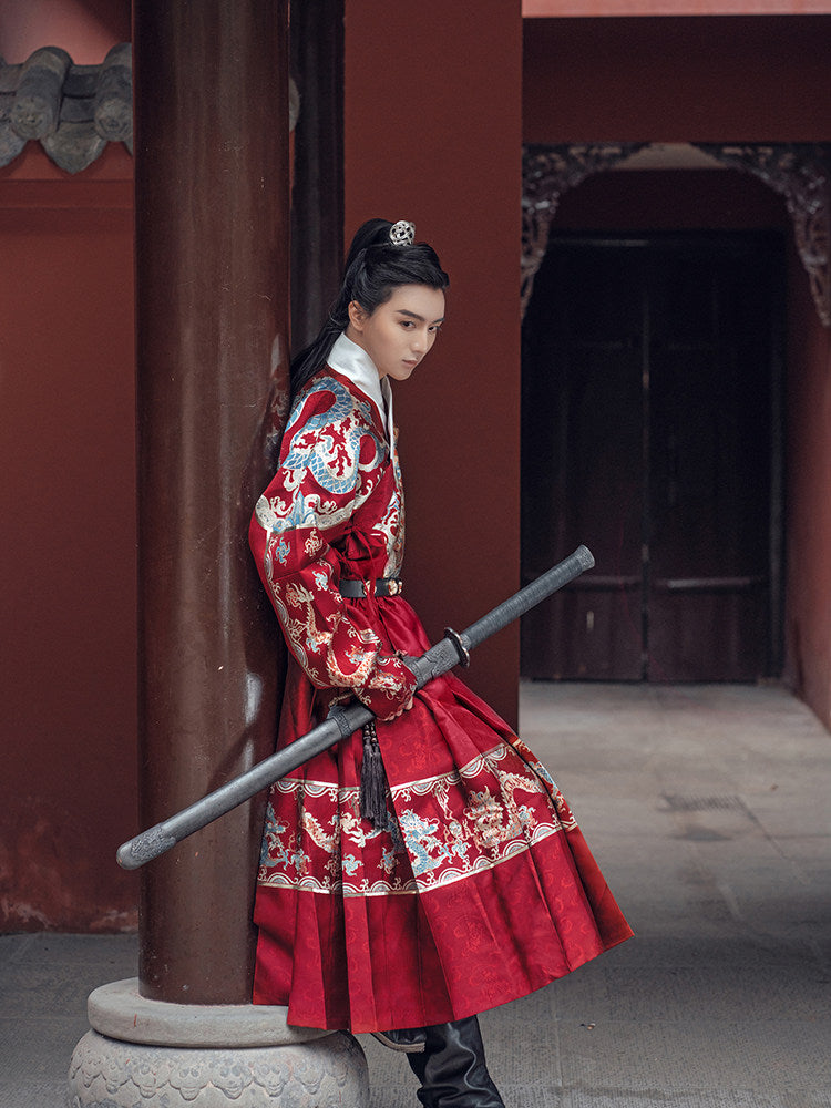 Authentic Ming Dynasty Hanfu: Unisex Woven Gold Flying Fish Suit (Yesa Robe)