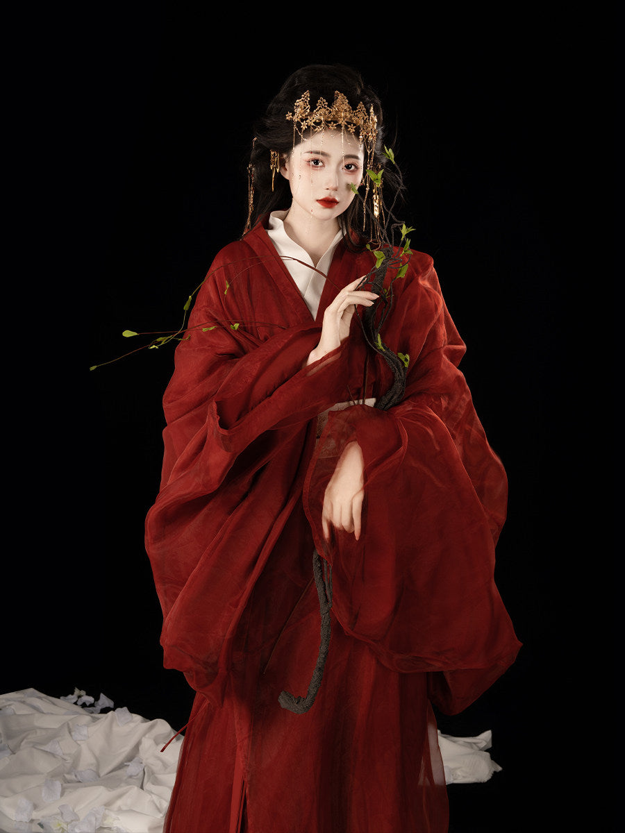 authentic Warring States Robe: Zhiju Hanfu with Long Train 主图