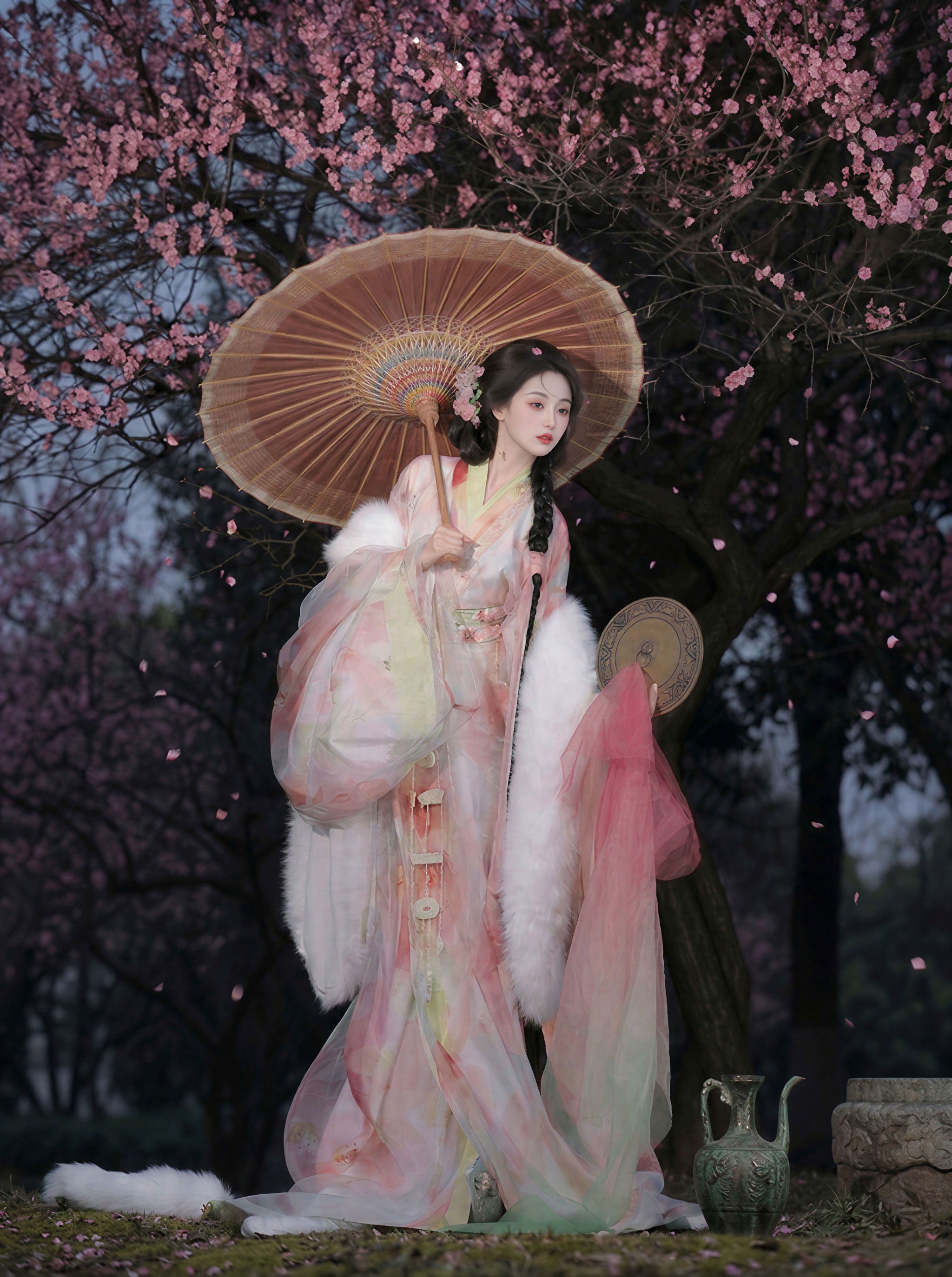 马山楚墓直裾汉服 - 飘逸广袖拖尾袍
