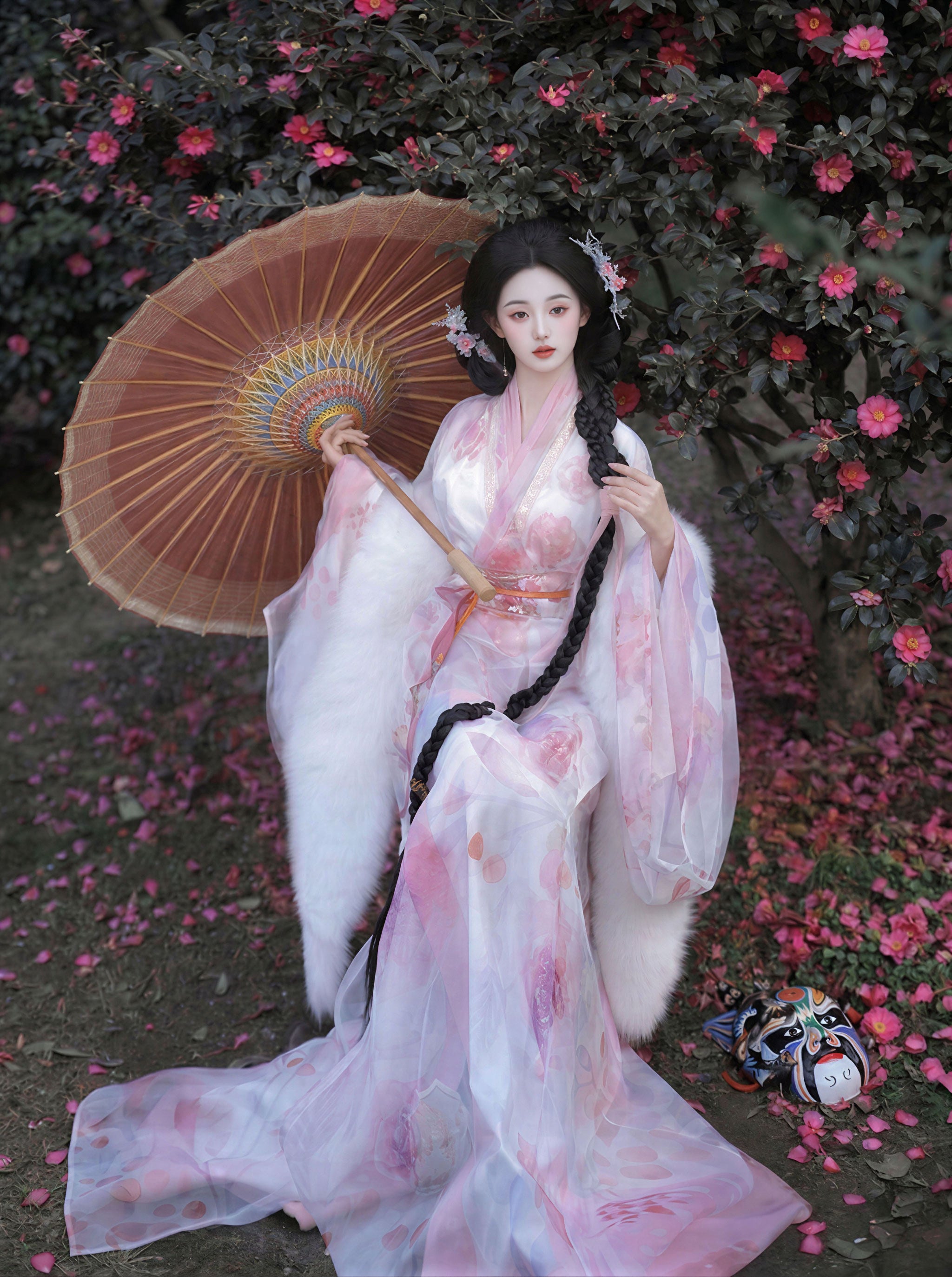 马山楚墓直裾汉服 - 飘逸广袖拖尾袍