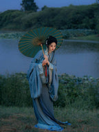 玉殓蓝栀菊汉服 - 马山楚墓拖尾袍
