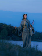 玉殓蓝栀菊汉服 - 马山楚墓拖尾袍