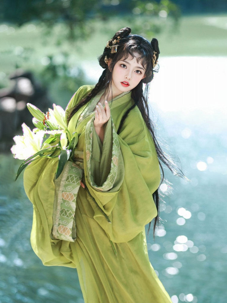 仙气曳影稚雎汉服 - 纯正金锦套装
