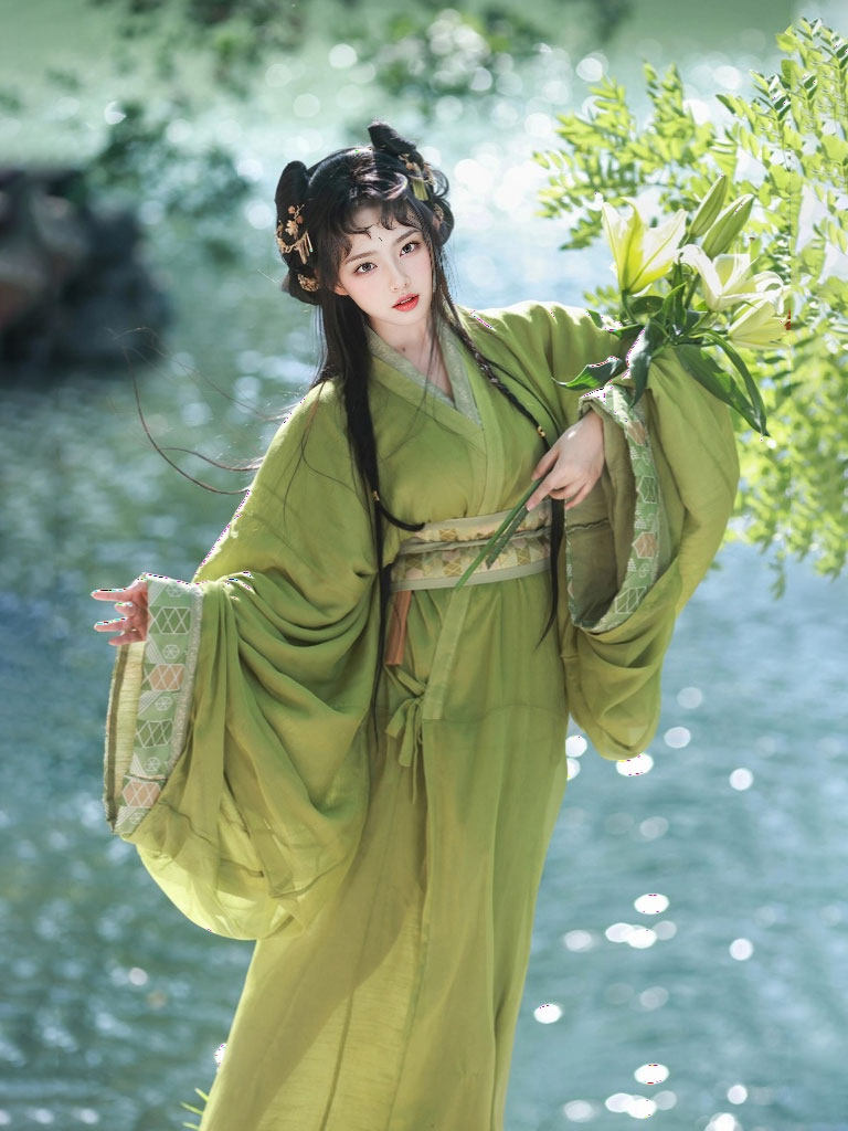 仙气曳影稚雎汉服 - 纯正金锦套装