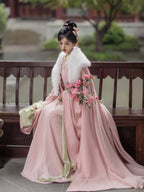 玄宫魏晋风汉服：刺绣毛领披风