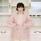 “小马麻薯”粉色毛绒汉服套装：保暖航空袖服饰