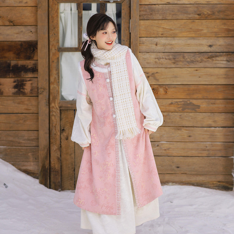豆乳蜜桃可爱冬季汉服：加绒马甲套装