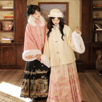 [Dream of Butterflies] Winter Warm Hanfu Set: Fleece-Lined Robe & Skirt
