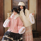 [Dream of Butterflies] Winter Warm Hanfu Set: Fleece-Lined Robe & Skirt