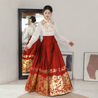 "Joyful Pi Xiu" Red Mamian Skirt Set: New Chinese Wedding Dress