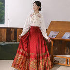 "Joyful Pi Xiu" Red Mamian Skirt Set: New Chinese Wedding Dress