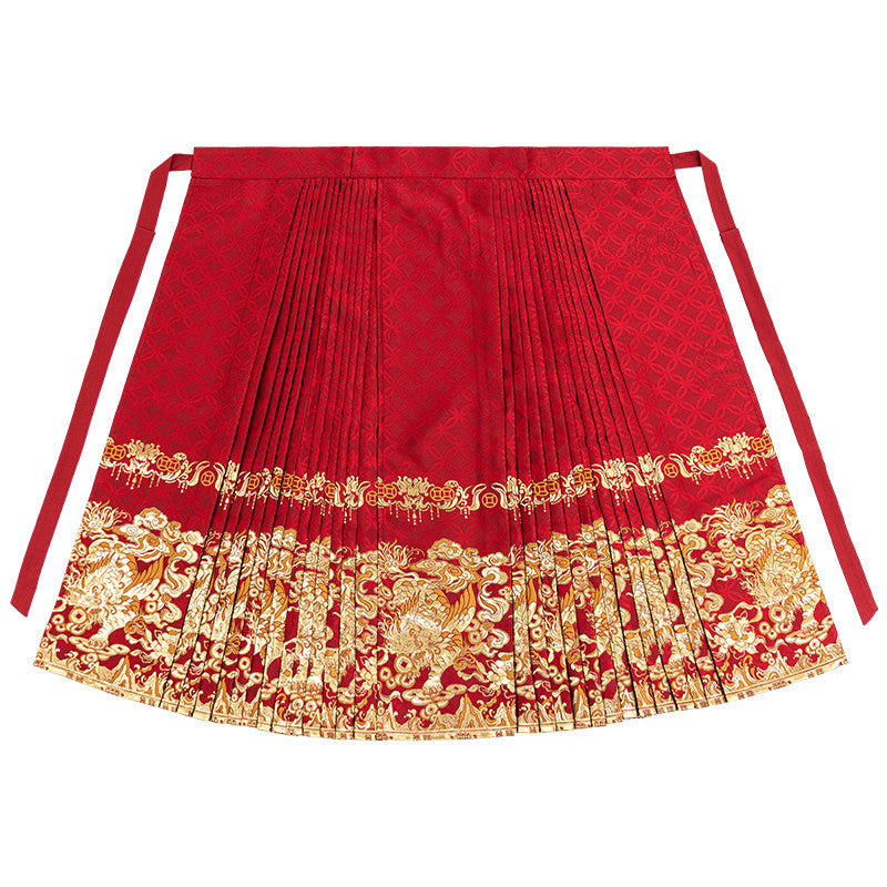 "Joyful Pi Xiu" Red Mamian Skirt Set: New Chinese Wedding Dress