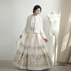 "Moonlight Lantern" Gold-Woven Mamian Skirt: Modern Neo-Chinese Long Dress