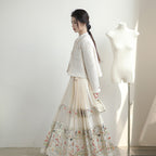 "Moonlight Lantern" Gold-Woven Mamian Skirt: Modern Neo-Chinese Long Dress