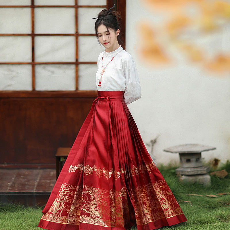 “踏星州”金织马面裙：通勤汉服套装