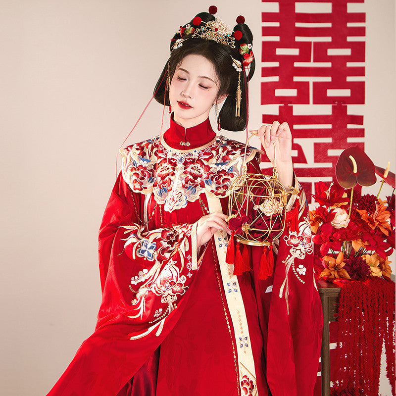 [Yin Hua Deng Yuan] Ming Dynasty Red Mamian Skirt: Wedding & Lunar New Year Hanfu