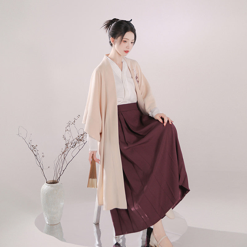 "Embers & Roses" Modern Hanfu: Autumn Mamian Skirt & Robe Set Main image